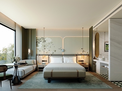 现代酒店客房 酒店客房 轻奢客房 大床房 酒店标间 豪华酒店客房