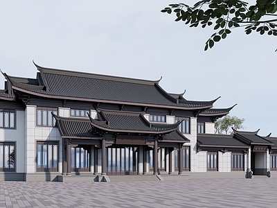 新中式现代售楼处建筑 售楼部 酒店 民宿 文化馆