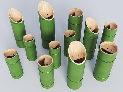 现代新中式其他景观小品 竹子笑脸 竹筒小品 竹筒景观小品 庭院小品 竹筒灯