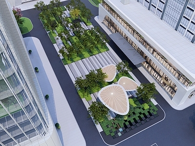 现代办公园区景观 logo墙 景观亭