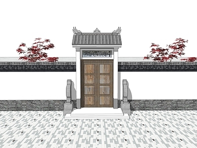 中式庭院门 庭院木门 中式门头