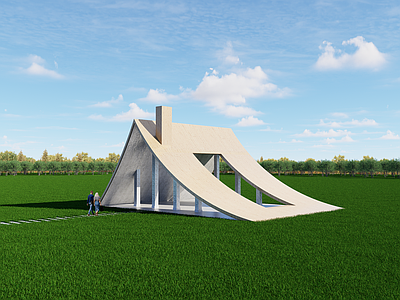 现代简约风格建筑 特色建筑 白色斜顶建筑 现代朗庭