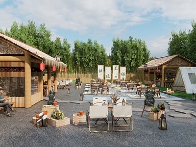 现代乡村庭院 露营式餐厅 庭院式露营地 帐篷网红景观 露营外摆 民宿茶吧