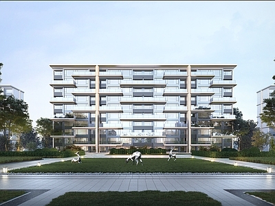 现代新中式多层住宅楼 四代住宅 第四代建筑 住在单体