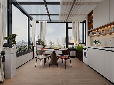 现代其他办公空间 阳台休闲区