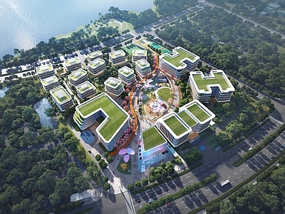 现代酒店建筑 五星级酒店 展示中心 产业办公园区 下沉广场 现代化办公楼