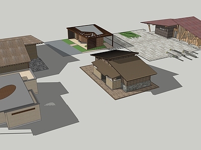 现代其他公共建筑 公园几个公厕小品