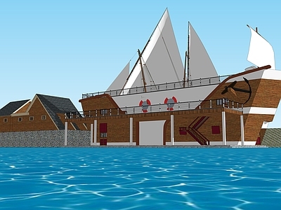 现代其他公共建筑 海边轮船及公厕