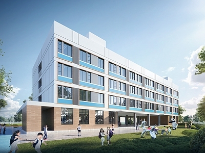 现代学校外观 现代学校 教学楼