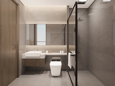 现代其他办公空间 领导卫生间