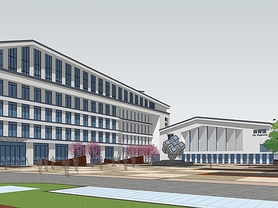 新中式学校建筑 教学楼学校