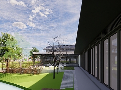 现代新中式酒店建筑 山地酒店建筑 温泉酒店建筑 酒店大门 多层酒店建筑