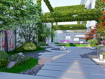 现代屋顶花园 屋顶花园 庭院景观 禅意景观