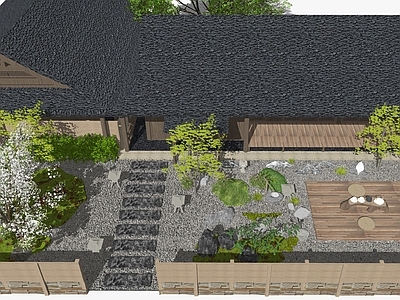 日式新中式乡村庭院 乡村 小 院建筑 庭院造景