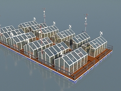 现代风格建筑 水上农场