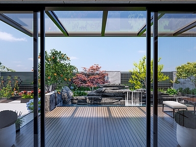 现代屋顶花园 小花园 庭院空间 屋顶花园