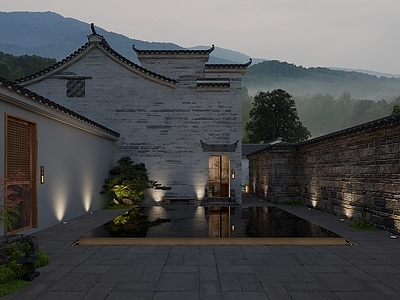 新中式中式庭院 民宿庭院 乡村庭院 别墅庭院 烧烤区 水体景观