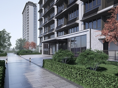 现代小区建筑 入户门头