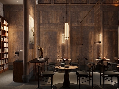 新中式中式酒店大堂 民宿餐厅 新中式餐厅 中式餐厅 餐桌