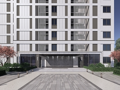 现代小区建筑 小区入户