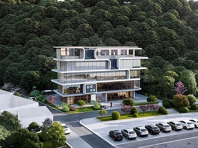 现代轻奢民宿建筑 书吧民宿 现代建筑