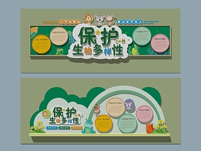 现代文化墙 幼儿园文化墙 校园文化墙 保护动物文化墙 人与自然文化墙