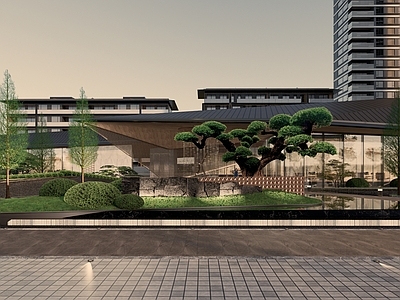 现代极简小区景观 入口景观 示范区景观