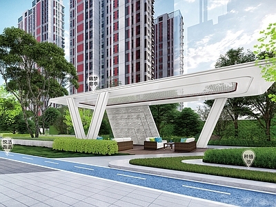 现代廊架 金属廊架 异形廊架 格栅廊架