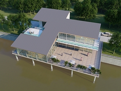 现代新中式民宿建筑 滨水民宿建筑 游客服务中心 游客驿站