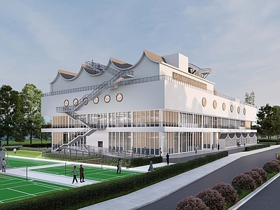 新中式中式小公建 邻里中心 公共建筑 新中式建筑 中型建筑