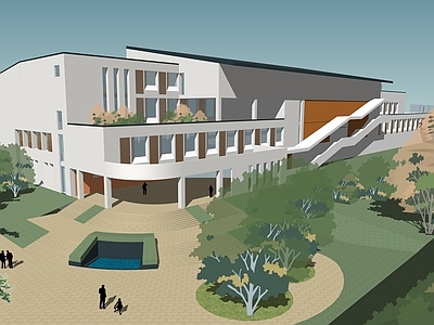 现代学校建筑 学校图书馆 学校文化馆 学校教学楼