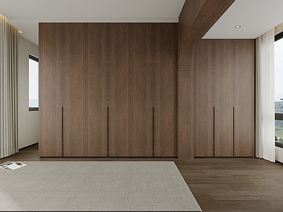 中式意式衣柜 主卧衣柜 木皮衣柜 铣型拉手 意式衣柜 中式衣柜