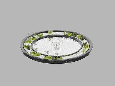 现代其他水景设施 水池 花池 花坛 圆形水池花池
