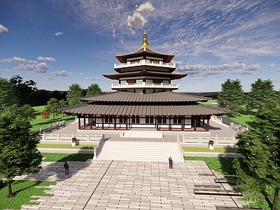 中式古建筑 宝塔 塔 殿 阁楼 古塔