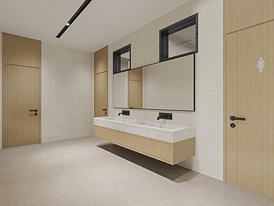 现代公共卫生间 卫生间 洗手台