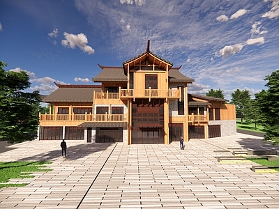 中式古建筑 中式建筑 实木 商业 民宿 古建筑