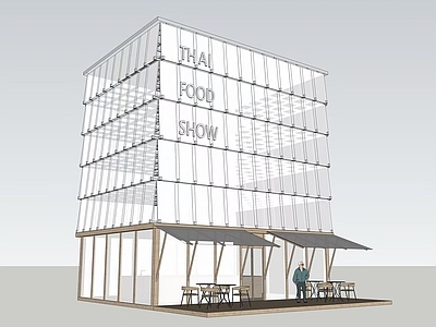 现代新中式商业街 现代网红原木文创 咖啡建筑 集市 展陈