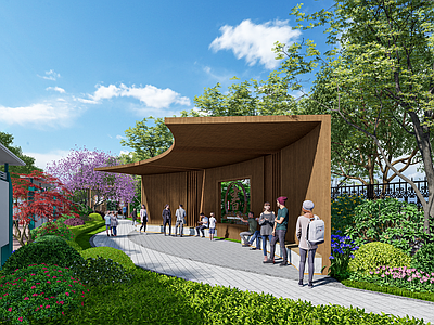 新中式教育校园景观 校园景观 校园休憩廊架 校园家长等候区 校园文化廊架