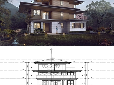 现代别墅建筑 三层别墅 农村别墅 自建房 独栋别墅 施工图