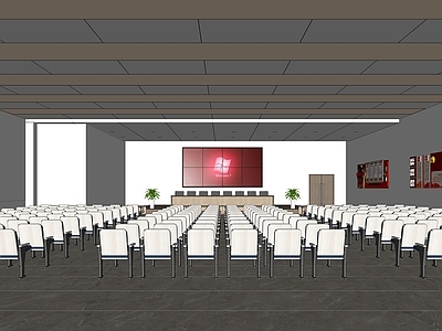 现代简约会议室 党建室 党建会议室 宣传标语牌 会议座椅 主席台