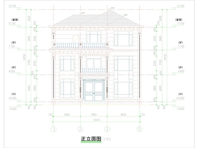 现代新中式别墅建筑 三层别墅 农村别墅 独栋别墅 小别墅 自建房 施工图