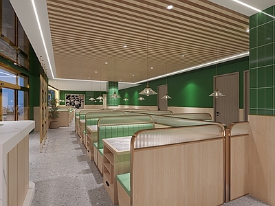 现代餐饮建筑 火锅店大厅