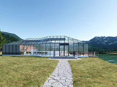 现代餐饮建筑 玻璃盒子 餐饮建筑 玻璃大棚 阳光房 乡村振兴
