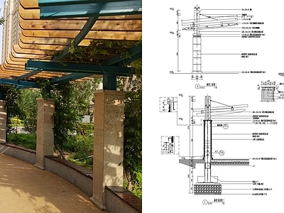 现代廊架 单臂廊架 欧式廊架 独臂廊架 斜拉廊架 单臂花架 施工图