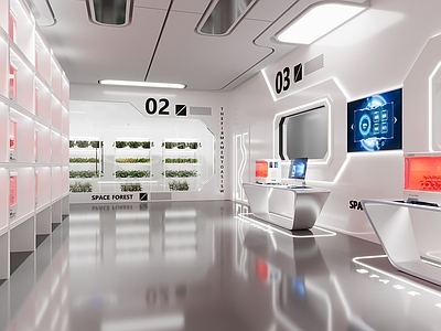 现代工业科技展厅 展厅 绿植种植展厅 科技展厅 太空展厅 展示柜