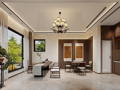 新中式禅意茶室 会所茶室 别墅亭子 别墅茶室