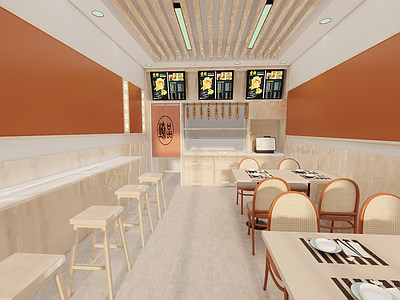 现代中式快餐店 小吃 煎饼 小吃快餐店明档