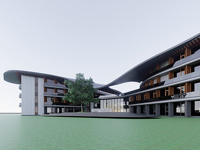 新中式酒店建筑 多层酒店建筑