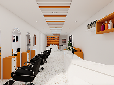 现代简约理发店 理发店 美发店 吧台 店铺