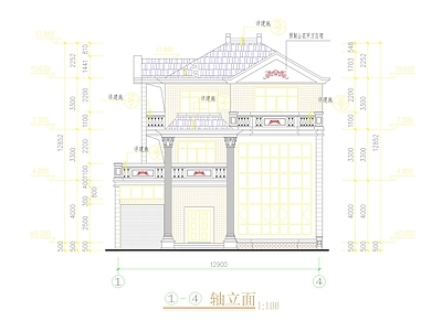 现代新中式别墅建筑 农村别墅 三层别墅 自建房 独栋别墅 小别墅 施工图